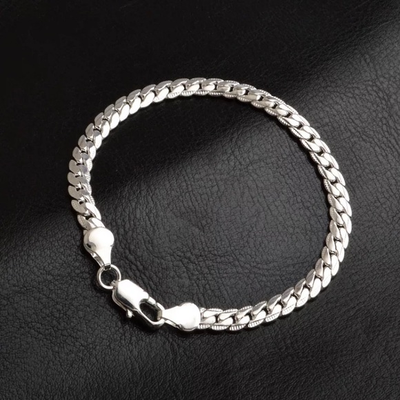 New 925 Sterling Silver Flat Snake Chain Bracelet - Picture 4 of 5